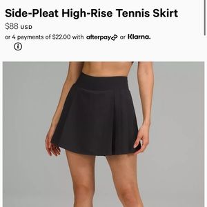 Lululemon black tennis skirt